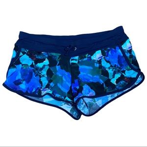 Athleta Floral Blue Swim Shorts womens size Large